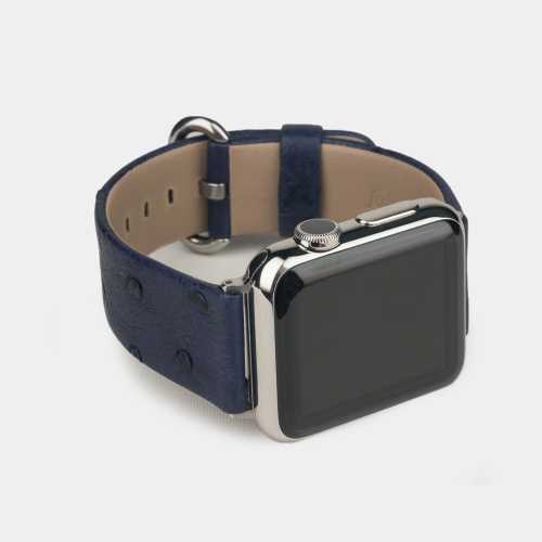 Ремешок для Apple Watch 44/45/46 mm из кожи страуса, синего цвета