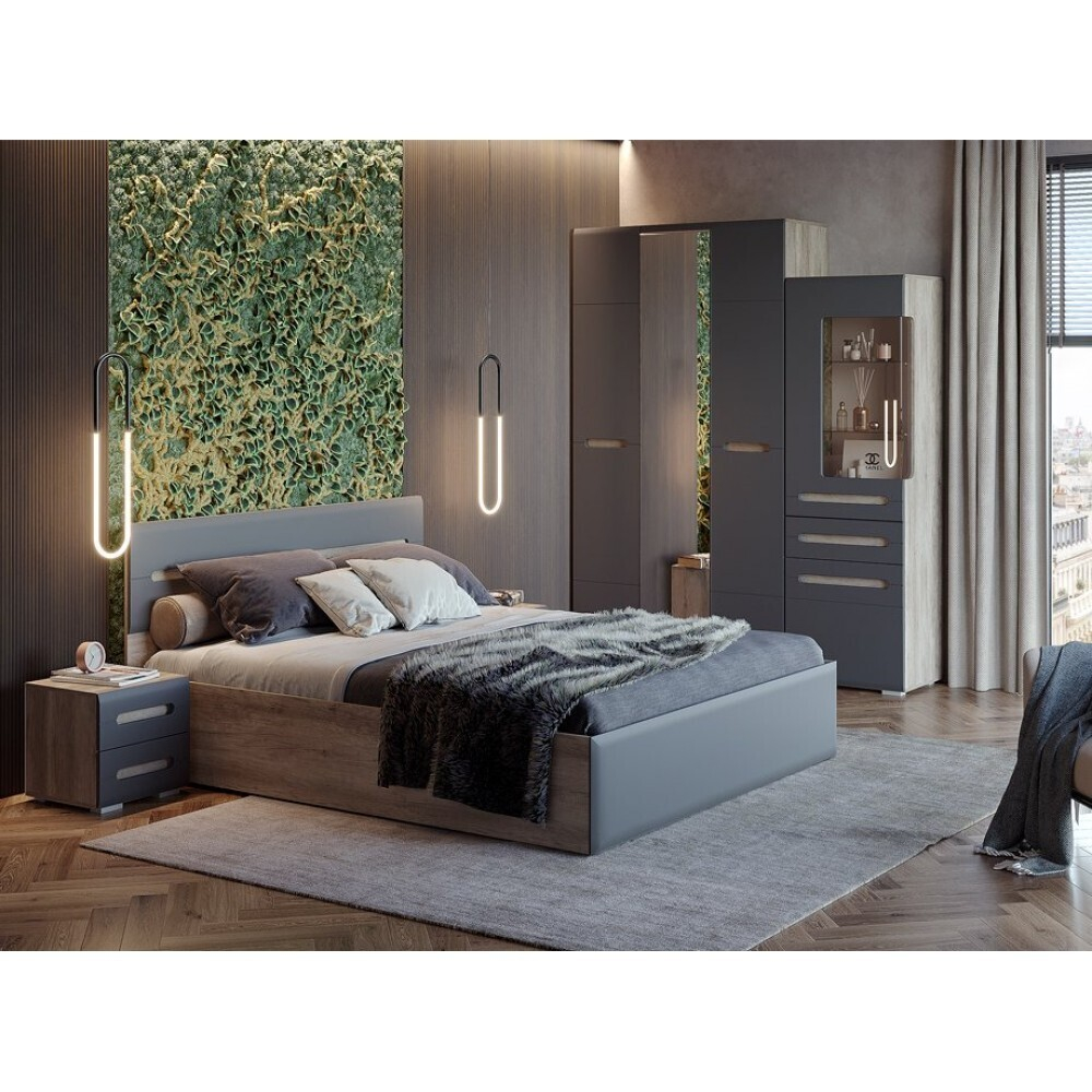 Пенал с угловым завершением Наоми ПН-15 дуб каньон/графит