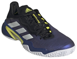 Мужские кроссовки теннисные Adidas Barricade M - black blue met/cloud white/acid yellow