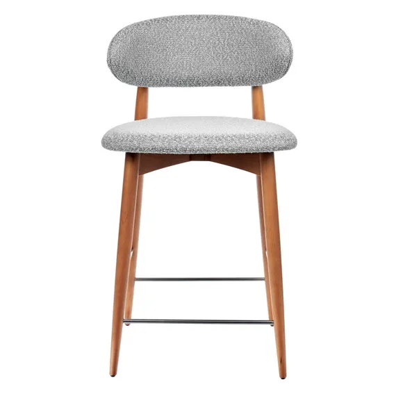 Полубарный стул Mod, светло-серое букле, ножки цвета орех