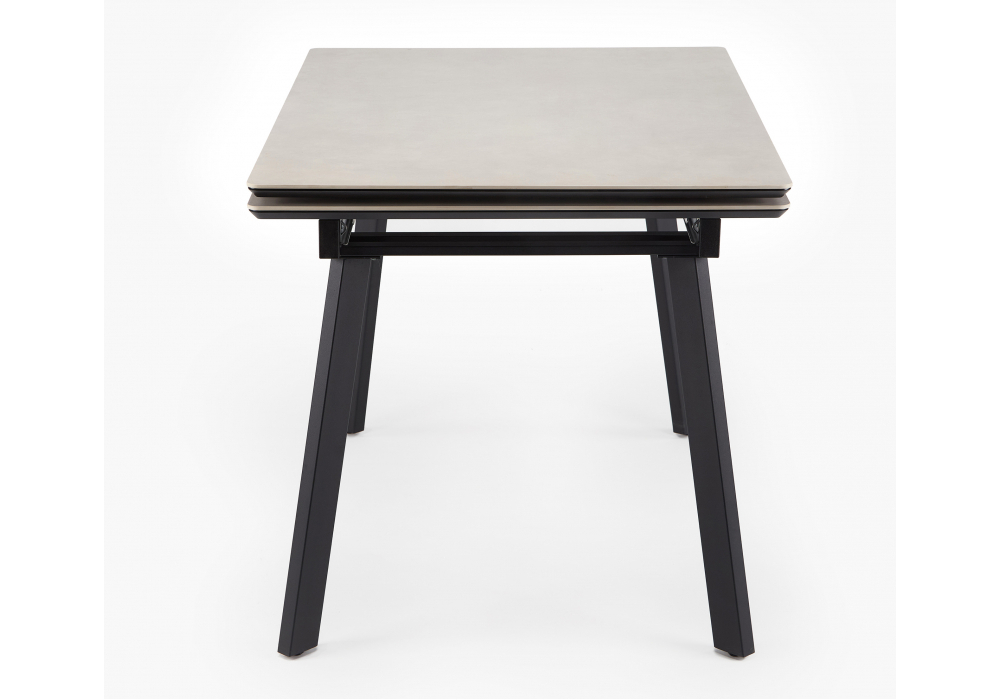 Керамический стол Woodville Норман 120(180)х80 carmen light grey, черный, ножки черные