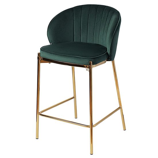 Стул полубарный coral, велюр, темно-зеленый