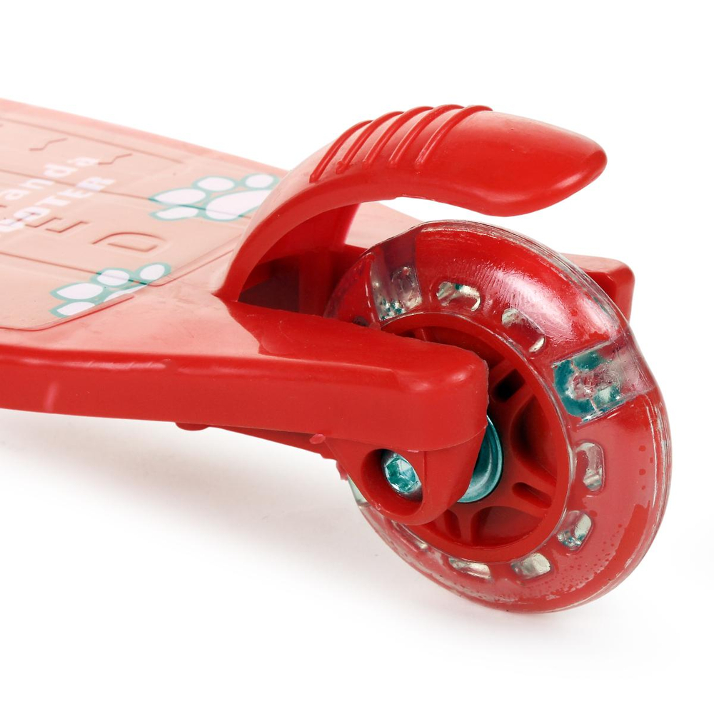 Кикборд эконом самокат детский 3 х колесный, со светом, красный