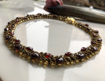 Колье из бисера "Змейка" ручной работы 43 см с камнем Гранат (альмандин)