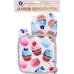 Прихватка в наборе с прихваткой-варежкой «Сладости», 25,5*17 см, 17*17 см