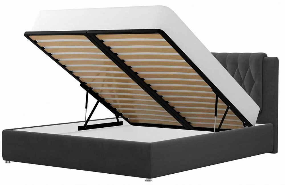 Кровать интерьерная Камилла 160, Серый, Велюр, 101303