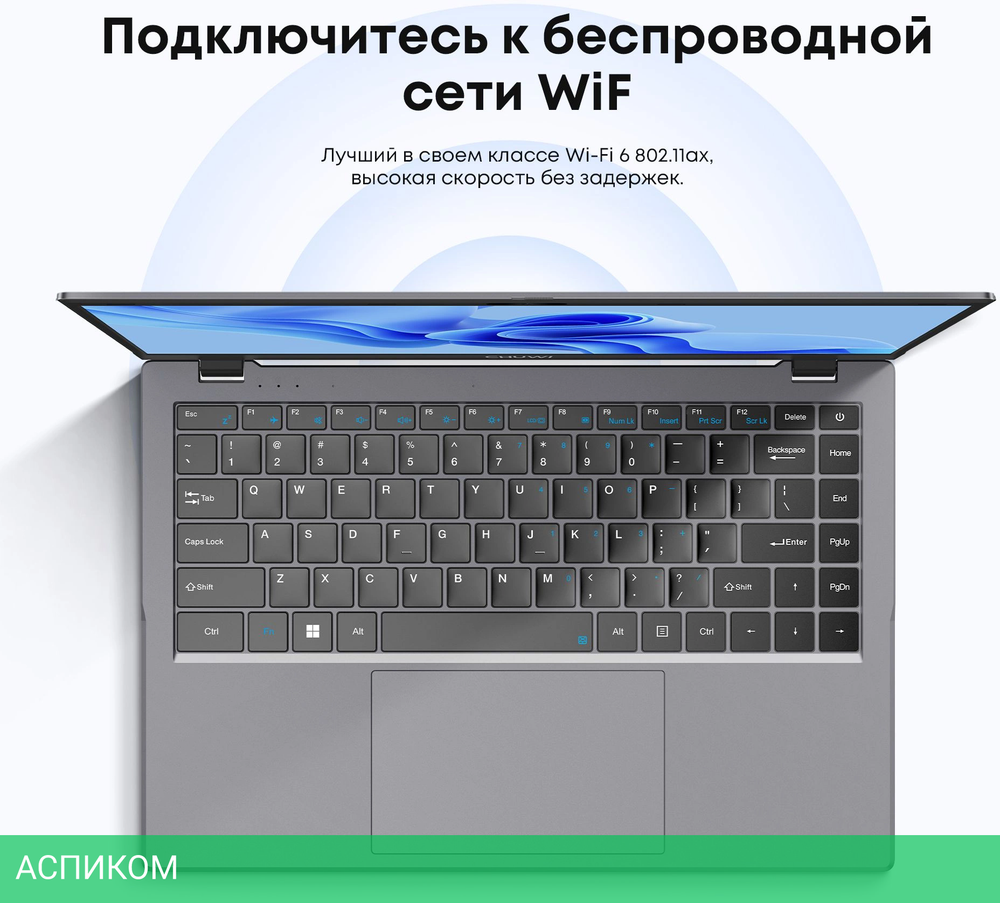 Ноутбук Chuwi GemiBook Xpro N-series N150 8Gb SSD256Gb Intel Graphics 14.1" IPS FHD (1920x1080) Windows 11 Home grey WiFi BT Cam 5000mAh