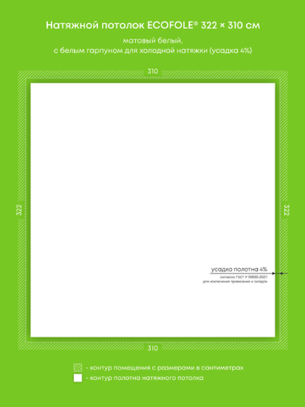 Матовый натяжной потолок 10 м2