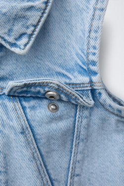 ZARA ДЖИНСОВОЕ ПЛАТЬЕ С ЗАСТЕЖКОЙ-МОЛНИЕЙ, ГОЛУБОЙ