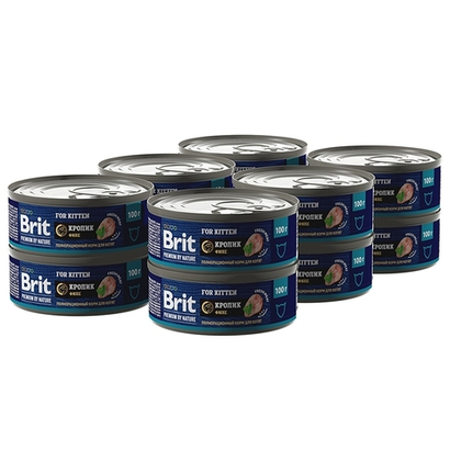 Консервы Brit Premium by Nature Kitten для котят, с мясом кролика, 12 шт x 100 г