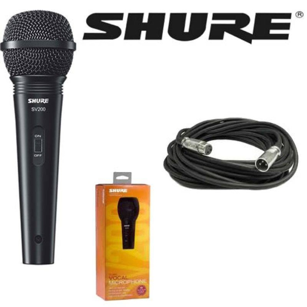 SHURE SV200-A микрофон динамический вокальный с выключателем и кабелем (XLR-XLR), черный