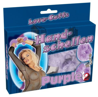 Фиолетовые меховые наручники Love Cuffs (Цвет: фиолетовый)