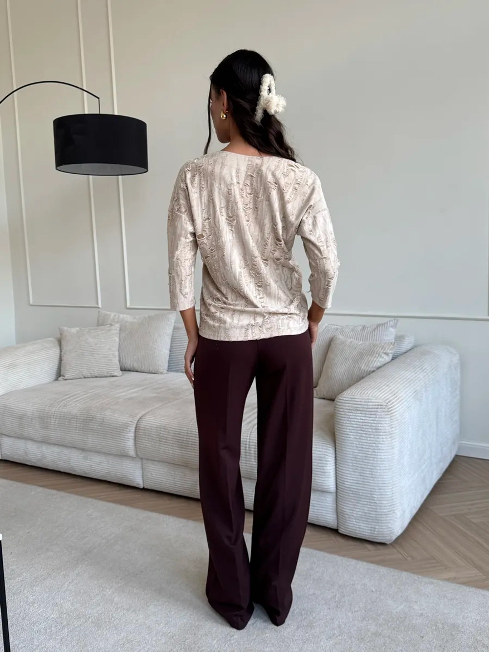 Блузка нарядная трикотажная офисная рукав 3 4