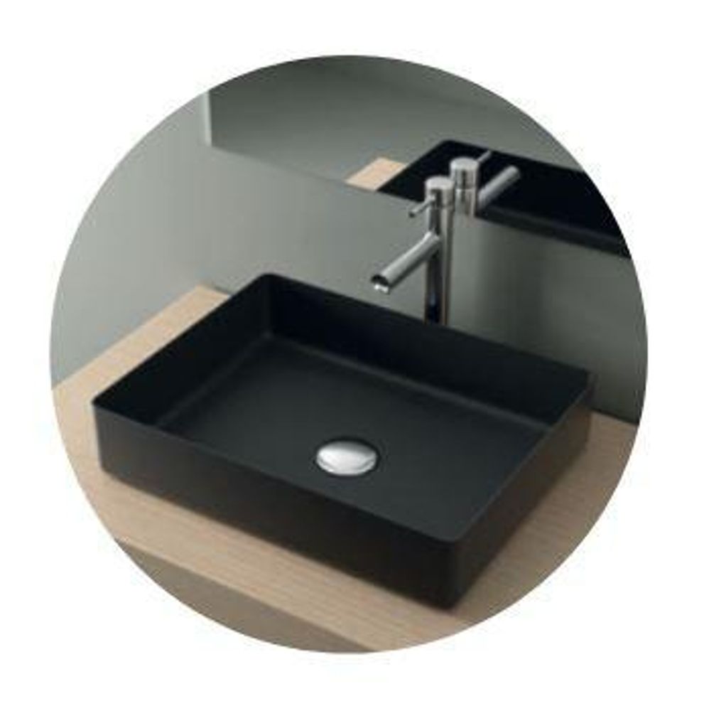 Раковина накладная прямоугольная 470x360x110 мм QTRO47 23582 матовый чёрный