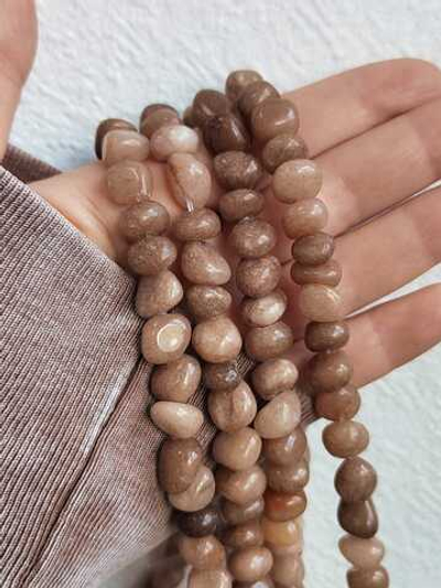 кк711-к Кварц "Камешки" галтовка 7*11мм, коричневый, нить 40см