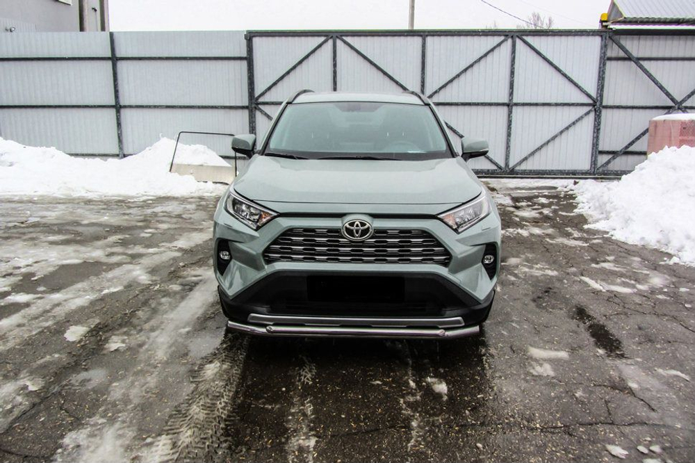Защита переднего бампера (нержавейка) Toyota Rav-4 (2018-2023) d57+d42