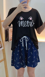 Пижама жен.б/в шорты+футб мультик (велик) 10029