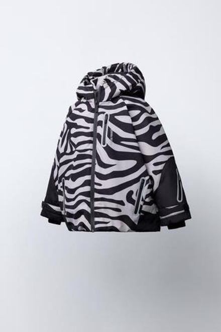 ZARA ВОДОНЕПРОНИЦАЕМАЯ И ВЕТРОЗАЩИТНАЯ КУРТКА «ЗЕБРА», ЧЕРНЫЙ/ЭКРЮ