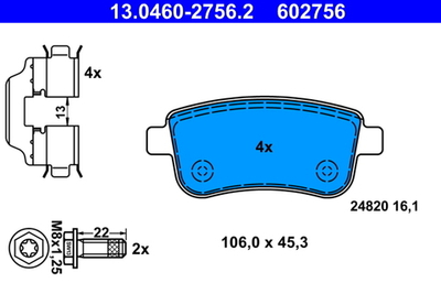 ATE - 13046027562-ATE - Brake Pad Set, disc brake