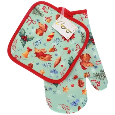 Прихватка в наборе с варежкой «Праздничное настроение» ,17,5*17,5 см и 26*17,5 см