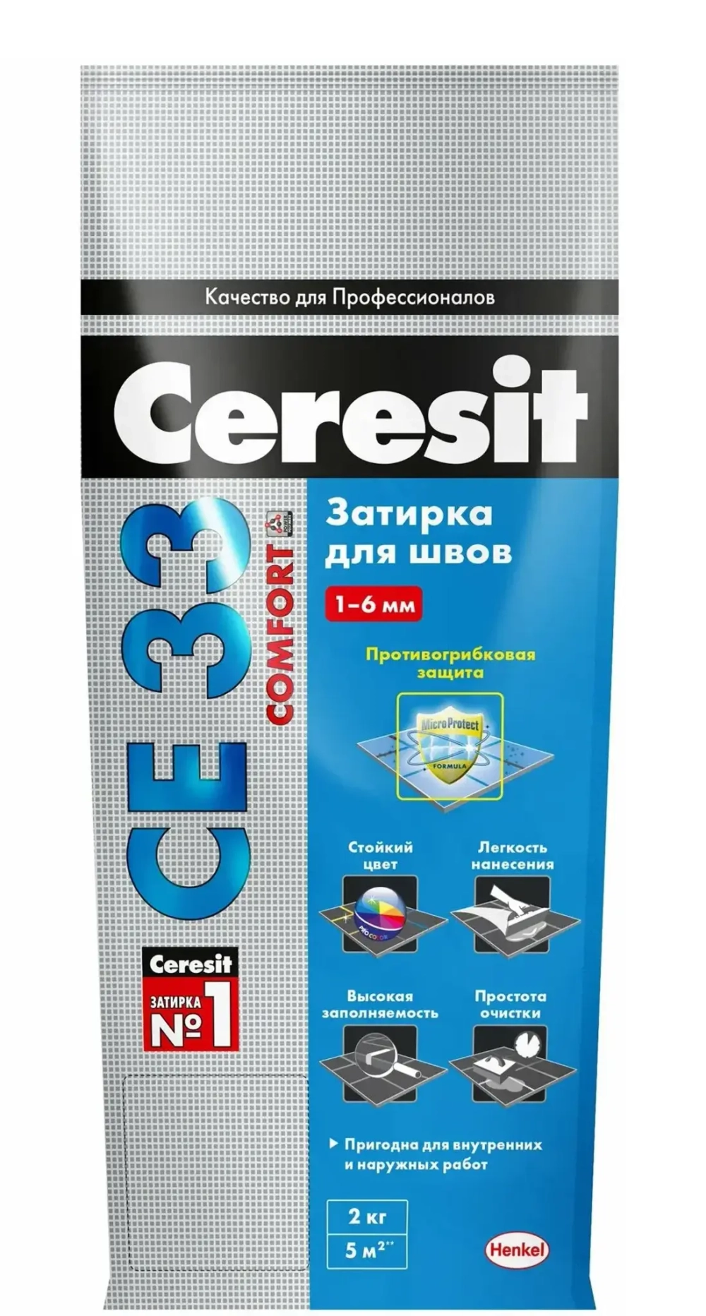 Затирка для швов 2 кг 1-6 мм белый Церезит СЕ33