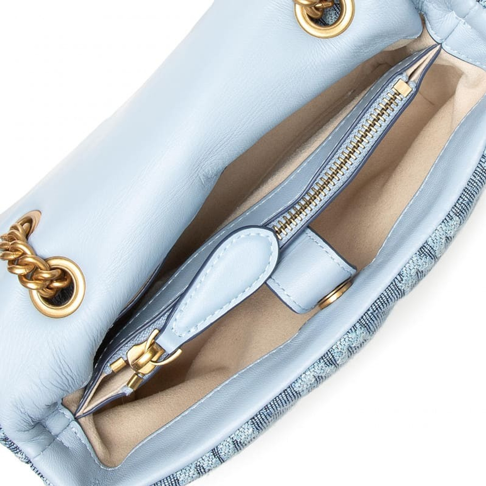 MINI LOVE BAG PUFF VARSITY PINS – light blue