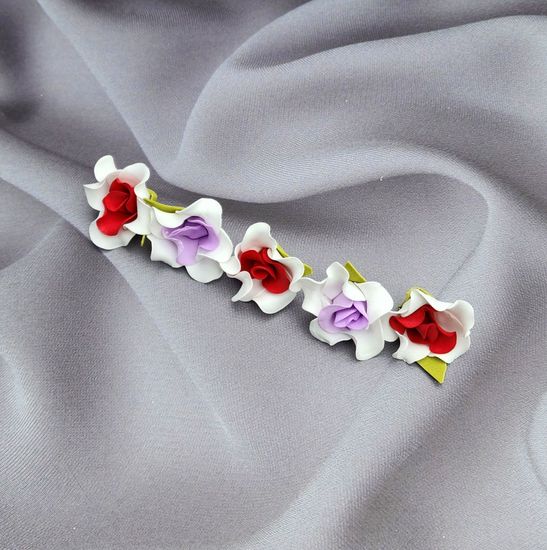 Цветы из латекса (фоамарина) бело-красный 4.5 см, набор 5 штук