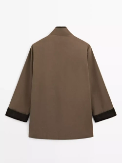 Massimo Dutti Парка с вощеным воротником и вельветовой деталью, хаки