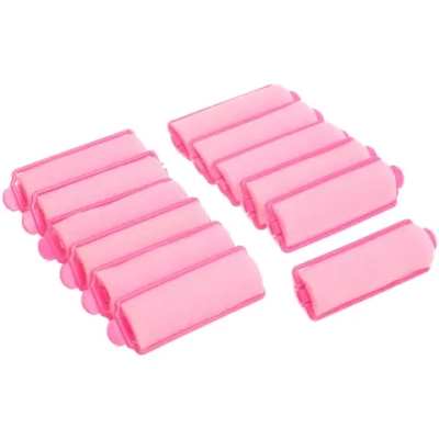 Бигуди поролоновые с зажимом 12шт, цвет розовый, d=20мм