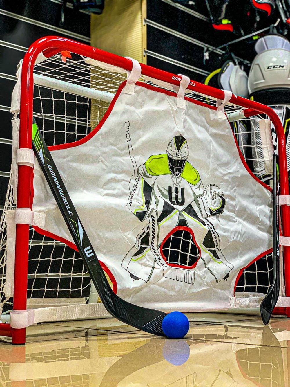 Набор для тренировок "Winnwell" (W / double PVC mini net set 32", 2 sticks & ball)