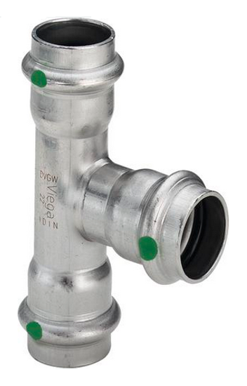 Тройник пресс Viega Sanpress Inox 18x18x18 мм. с SC-Contur нерж. сталь (серия 2318) арт. 435868