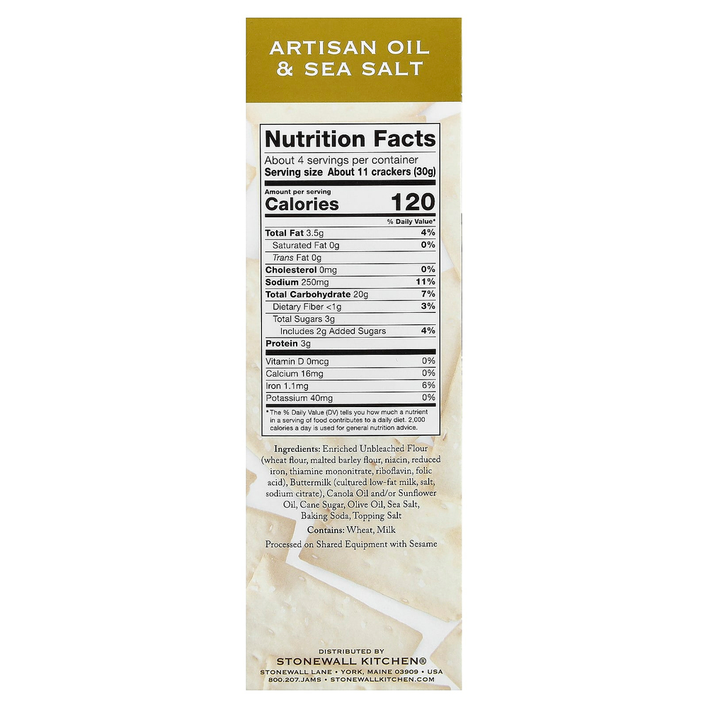 Stonewall Kitchen, Down East Crackers, ремесленное масло и морская соль, 125 г (4,4 унции)