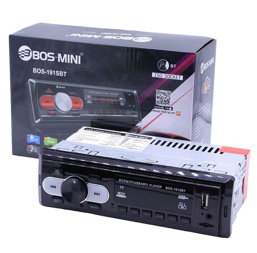 Автомагнитола BOSS MINI BOS-191SBT, Bluetooth , usb, micro, aux, fm, пульт
