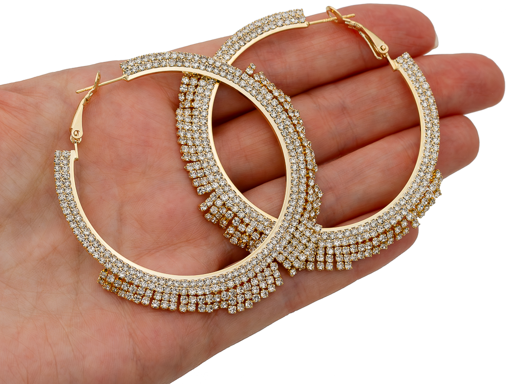 Серьги-Кольца со стразами 63мм