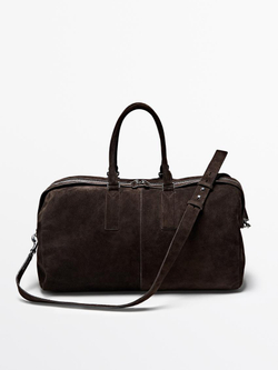 Massimo Dutti Дорожная сумка из замшевой кожи, коричневый