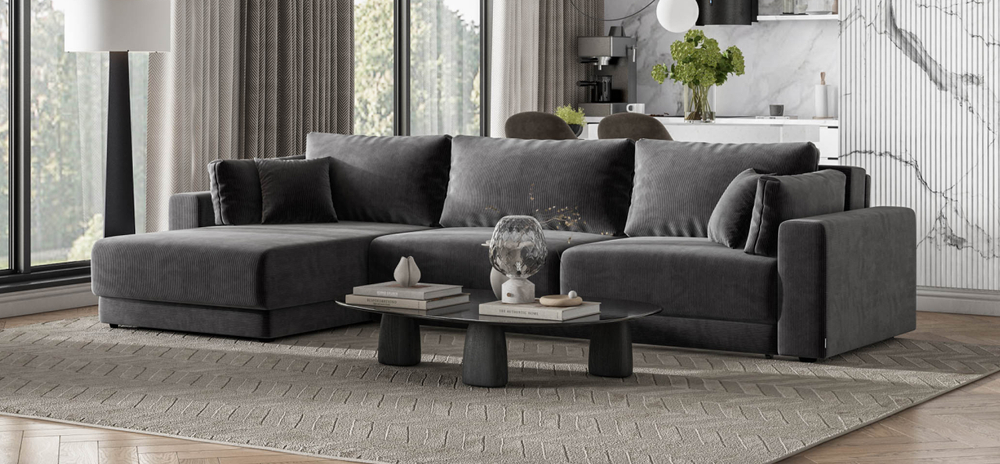 Угловой диван Босс Прайм Макс Вельвет Корд графит