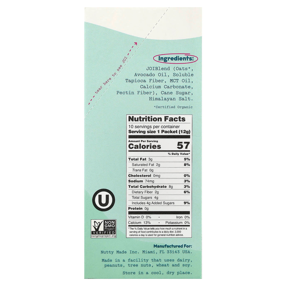 JOI, овсяные сливки, оригинальные, 10 пакетиков по 12 г (0,42 унции)