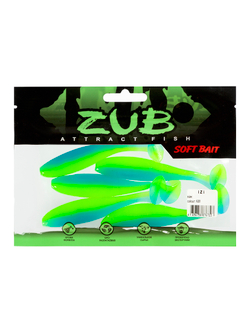 Приманка ZUB-IZI 125мм(4,8")-5шт, (цвет 020) синий верх - желтый низ