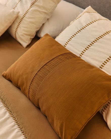 Чехол для подушки Luadia из оранжевого хлопка с плиссировкой, 30 x 50 см