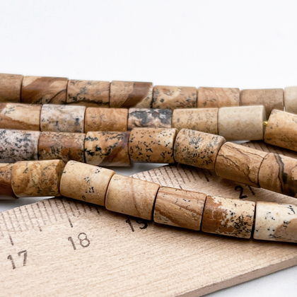 "Яшма пейзажная" бусины, размер около 8*6 мм, цена за набор 10 бусин