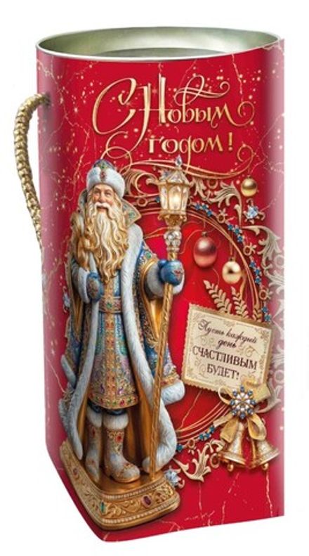 Подарочная коробка-Тубус для конфет новогодняя "Золотой сувенир" 1200 гр (1/250шт)