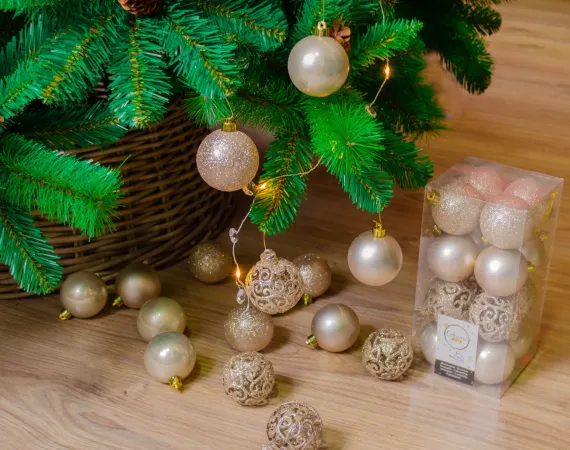 Набор пластиковых шаров Белль 60 мм, жемчужный, 16 шт, Kaemingk (020856)