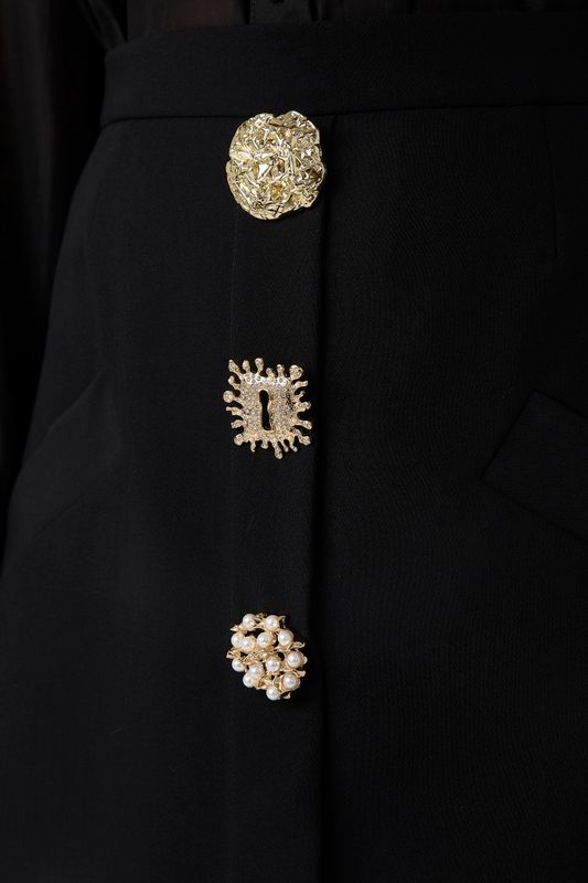 Юбка мини с золотыми пуговицами, черный