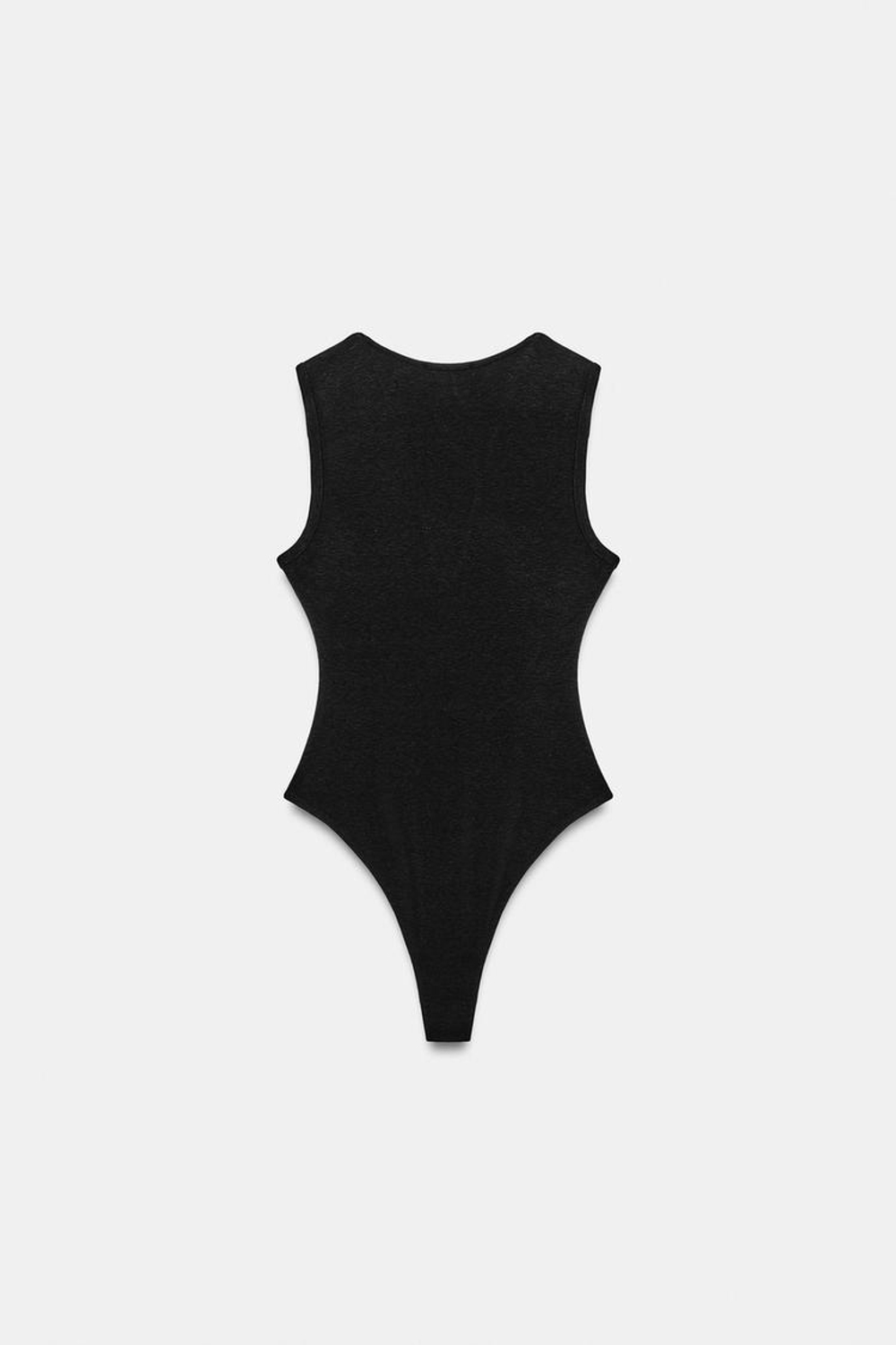 ZARA БОДИ ПРИТАЛЕННОЕ С V-ОБРАЗНЫМ ВЫРЕЗОМ, ЧЕРНЫЙ