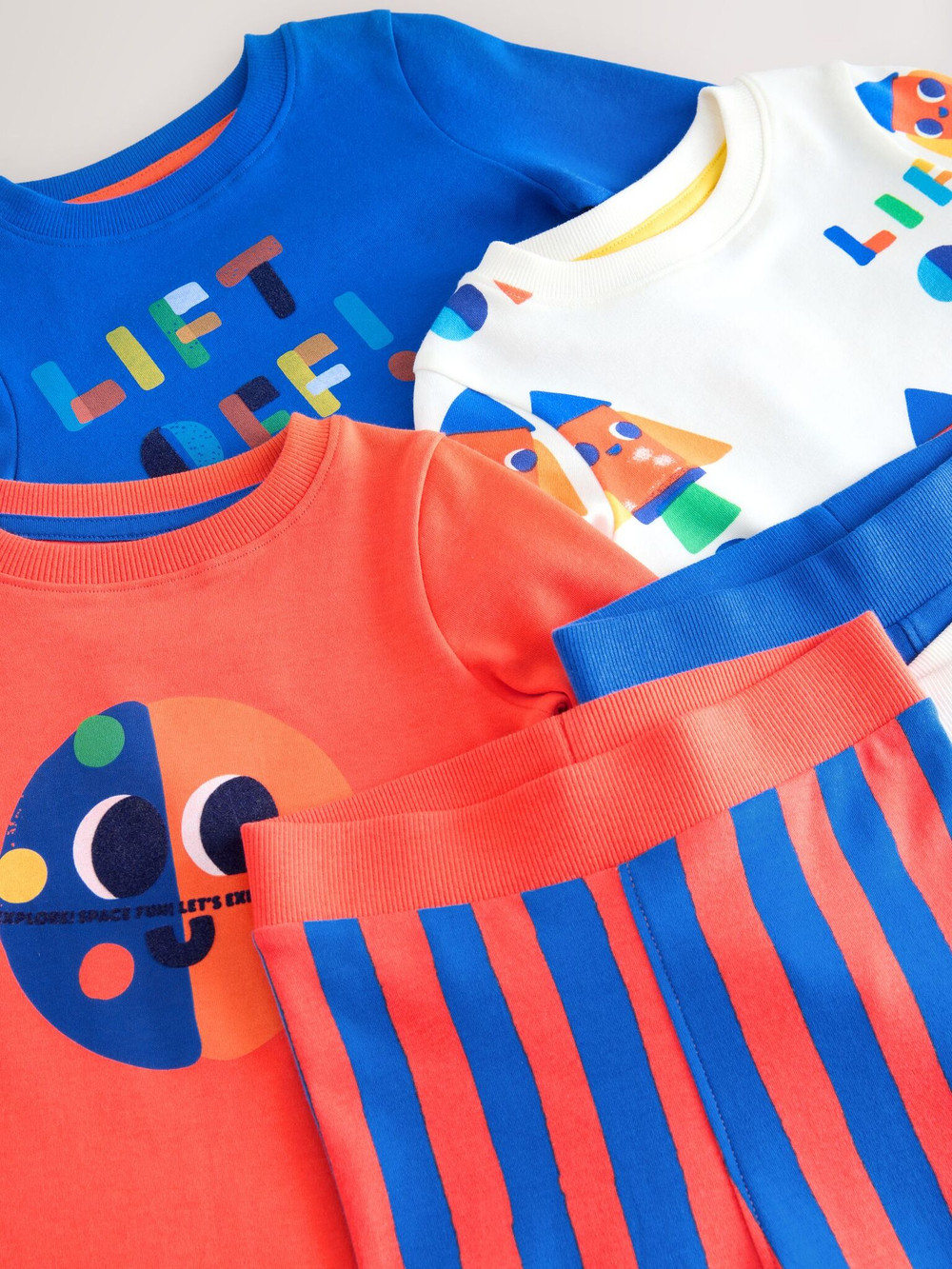 Пижама для мальчика Next AC0-923, 3 шт., Синий, Белый, Оранжевый