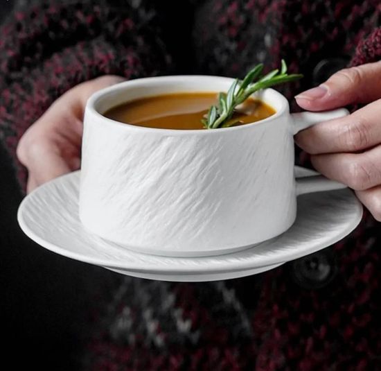 Чайная пара , узор "Неровности " белые