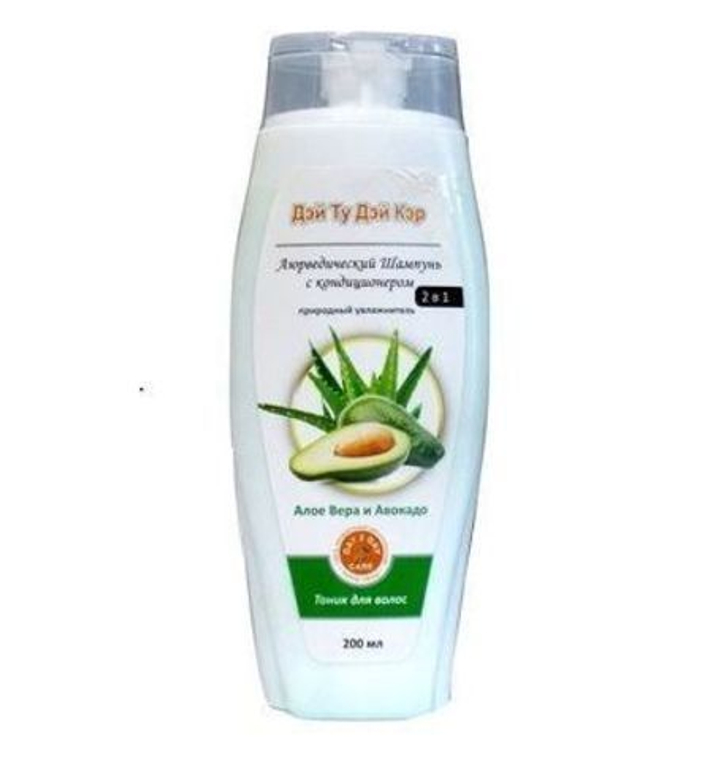 Шампунь с кондиционером 2в1 Day 2 Day Care  Алое Вера и Авокадо Природный увлажнитель, ускоряет рост и облегчает расчесывание, 200 мл