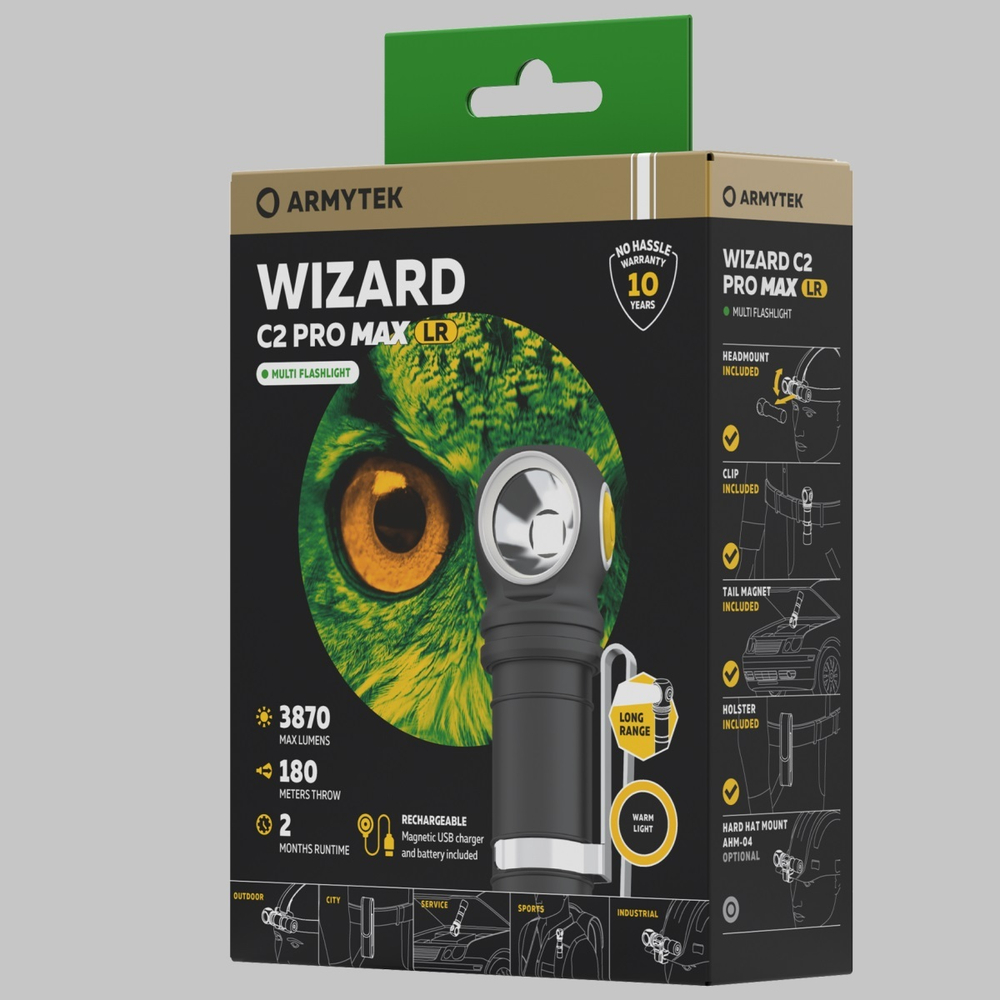 Мультифонарь налобный Armytek F06702W Wizard C2 Pro Max Magnet USB LR (теплый свет)