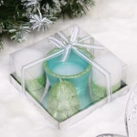 Свечи новогодние «Лесной микс» 11.5*11.5*5см (набор 5шт), Зеленый