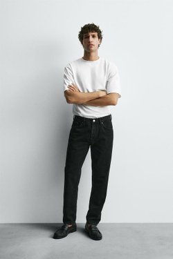 ZARA ДЖИНСЫ ЗАУЖЕННОГО КНИЗУ КРОЯ, ЧЕРНЫЙ